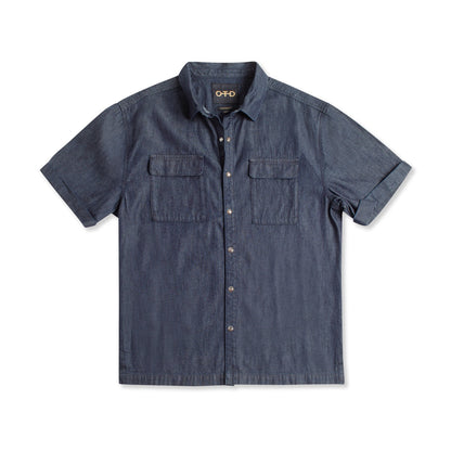 OTD Indigo Denim Short Sleeve Buttoned Shirt - Mann