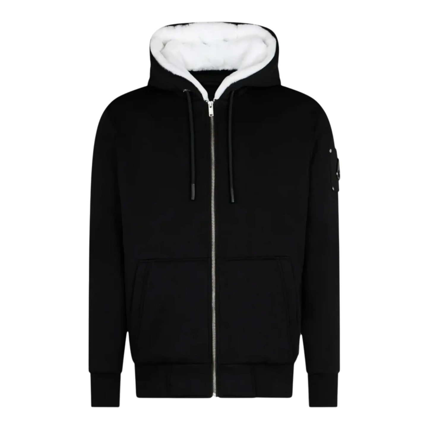 Moose Knuckles Classic Bunny Zip-Up Hoodie 'Black/White Fur'