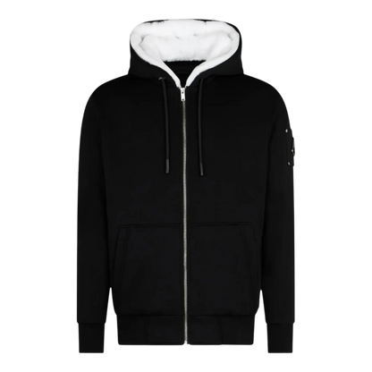 Moose Knuckles Classic Bunny Zip-Up Hoodie 'Black/White Fur'