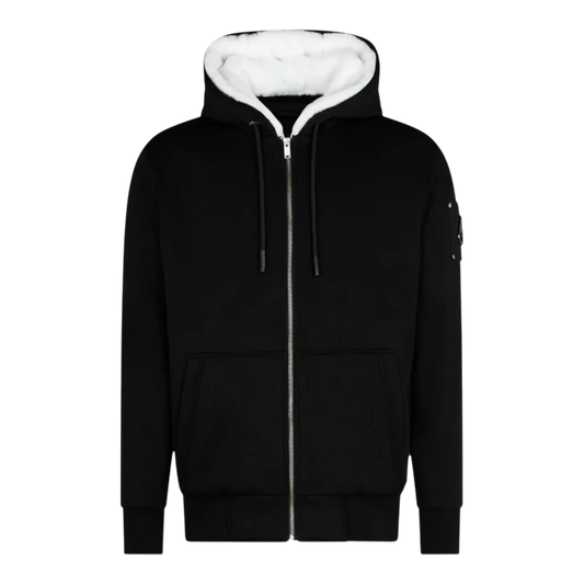 Moose Knuckles Classic Bunny Zip-Up Hoodie 'Black/White Fur'