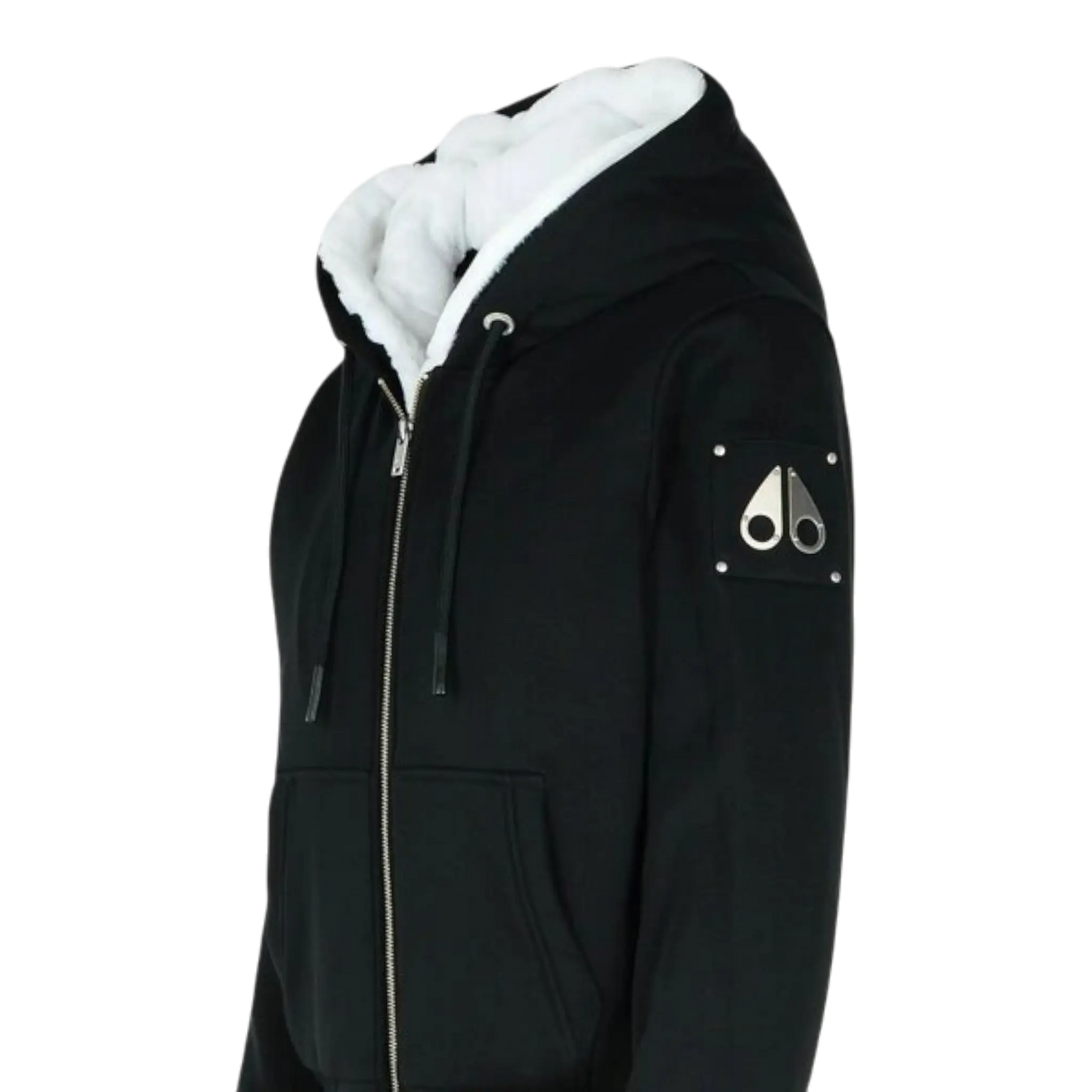 Moose Knuckles Classic Bunny Zip-Up Hoodie 'Black/White Fur'