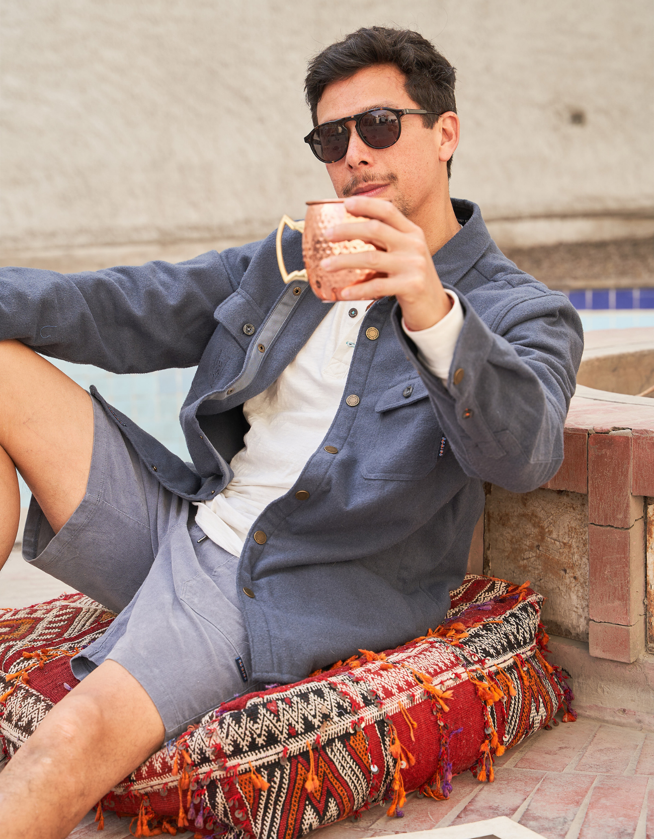 Baja Llama Snap Front Flannel Jacket - Poppy