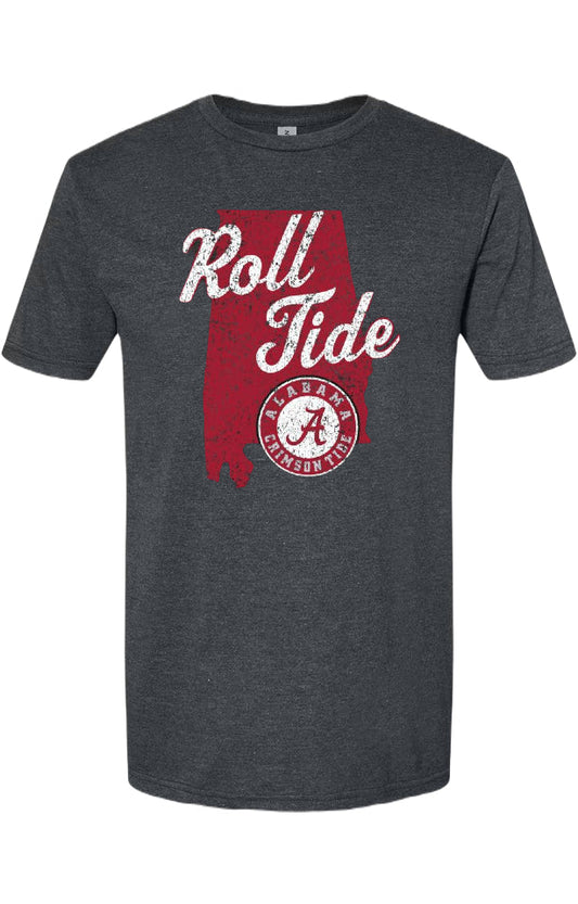 Alabama Crimson Tide - Roll Tide Garment Colors Grey T-Shirt - Mann