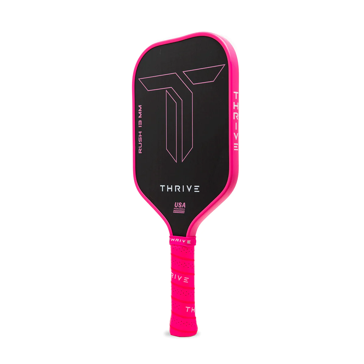 Thrive Pickleball RUSH 13 SINGLES (PINK) Includes Custom Weight Card, Paddle Cover, Paddle Eraser, and Lead Weights. - Mann
