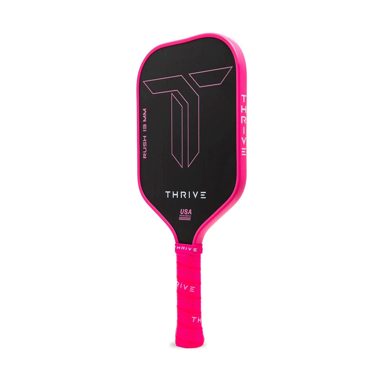 Thrive Pickleball RUSH 13 SINGLES (PINK) Includes Custom Weight Card, Paddle Cover, Paddle Eraser, and Lead Weights. - Mann