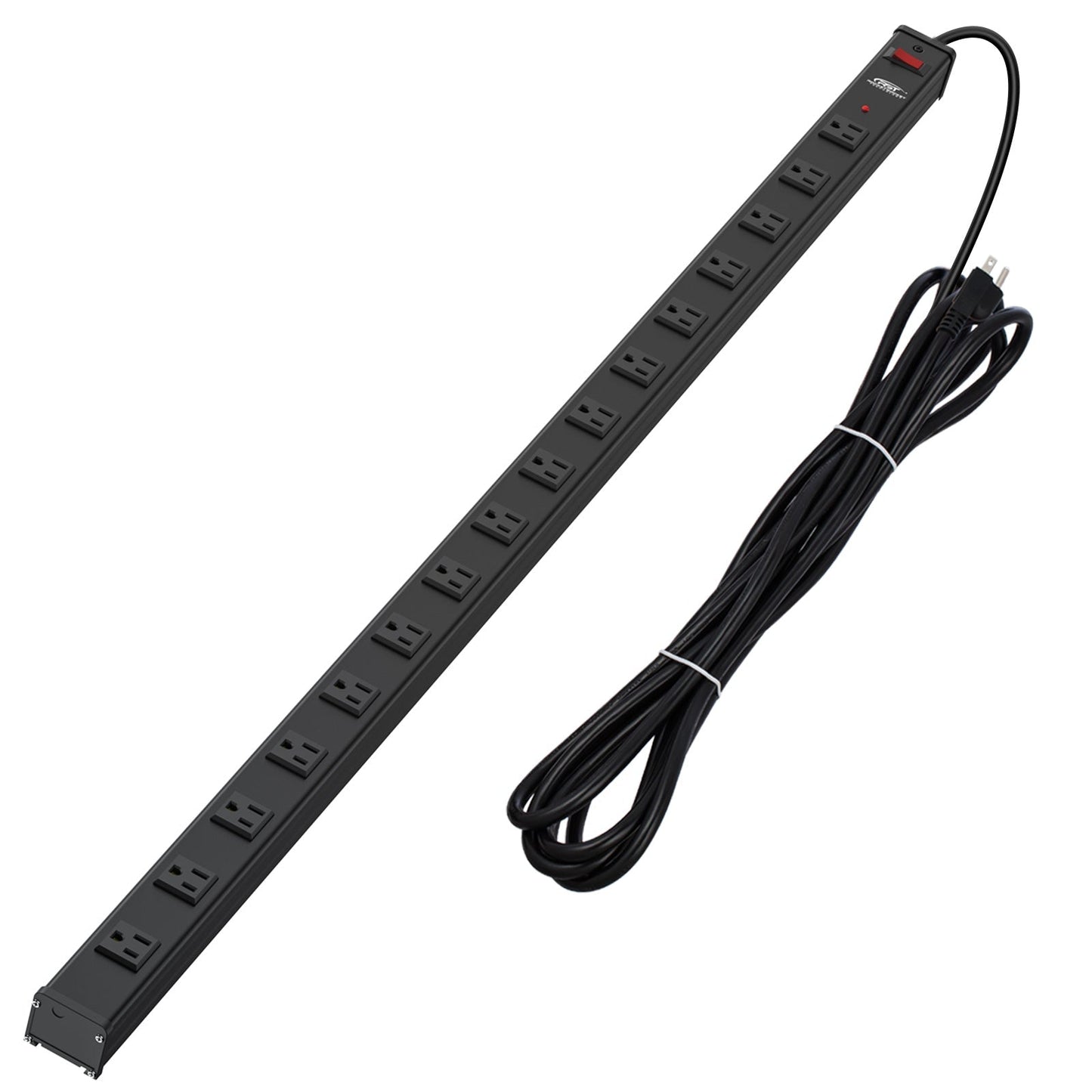 CRST 2.6" Wide Space 16 Outlets Mountable Metal Long Power Strip Surge Protector, Optional 15FT/6FT Power Cord, Mounting Brackets Included - Mann