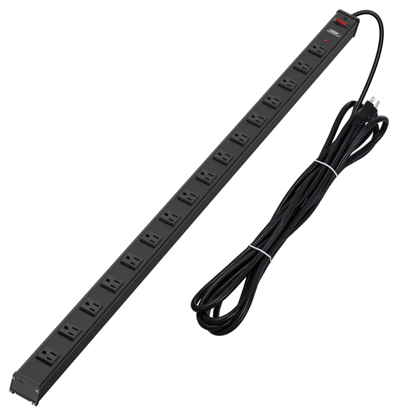 CRST 2.6" Wide Space 16 Outlets Mountable Metal Long Power Strip Surge Protector, Optional 15FT/6FT Power Cord, Mounting Brackets Included - Mann