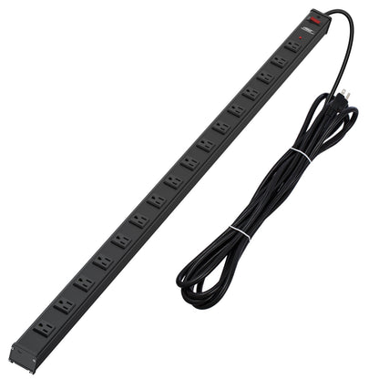 CRST 2.6" Wide Space 16 Outlets Mountable Metal Long Power Strip Surge Protector, Optional 15FT/6FT Power Cord, Mounting Brackets Included - Mann