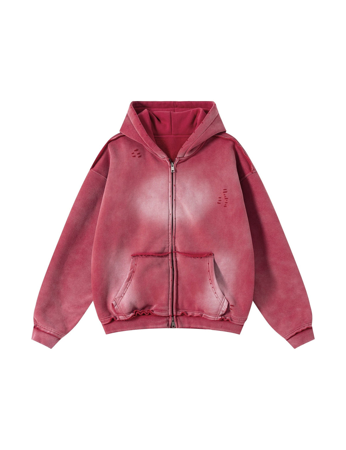 UNDEVELOPED Rose Distressed Zip-Up Hoodie