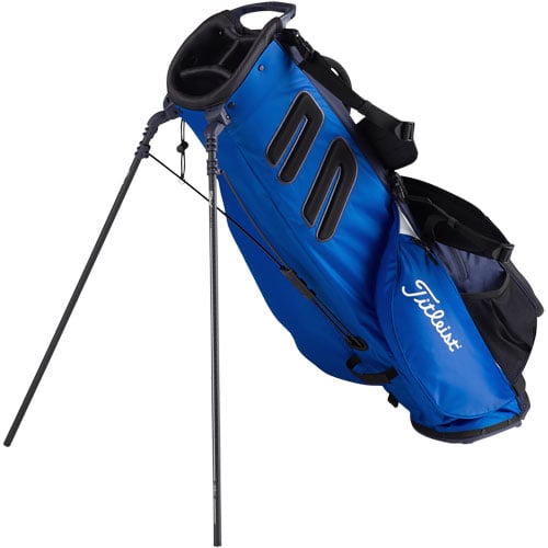 Blue Titleist golf stand bag with black accents, featured on MANN men's lifestyle marketplace
