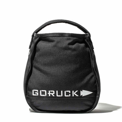 Black GORUCK sandbag with handle, men's fitness gear, featured on MANN lifestyle marketplace
