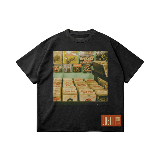 Luetti 1980 Vintage Record Store Raw Hem Oversized T-shirt - Mann