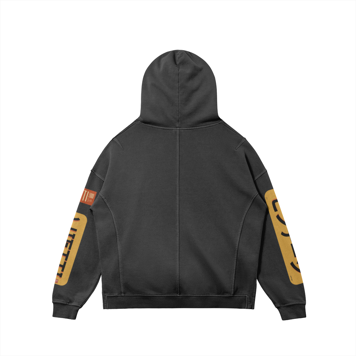 Luetti 1980 Superior Quality Oversized Japanese Script Turtle Neck Hoodie Slit Sides Thumb holes - Mann