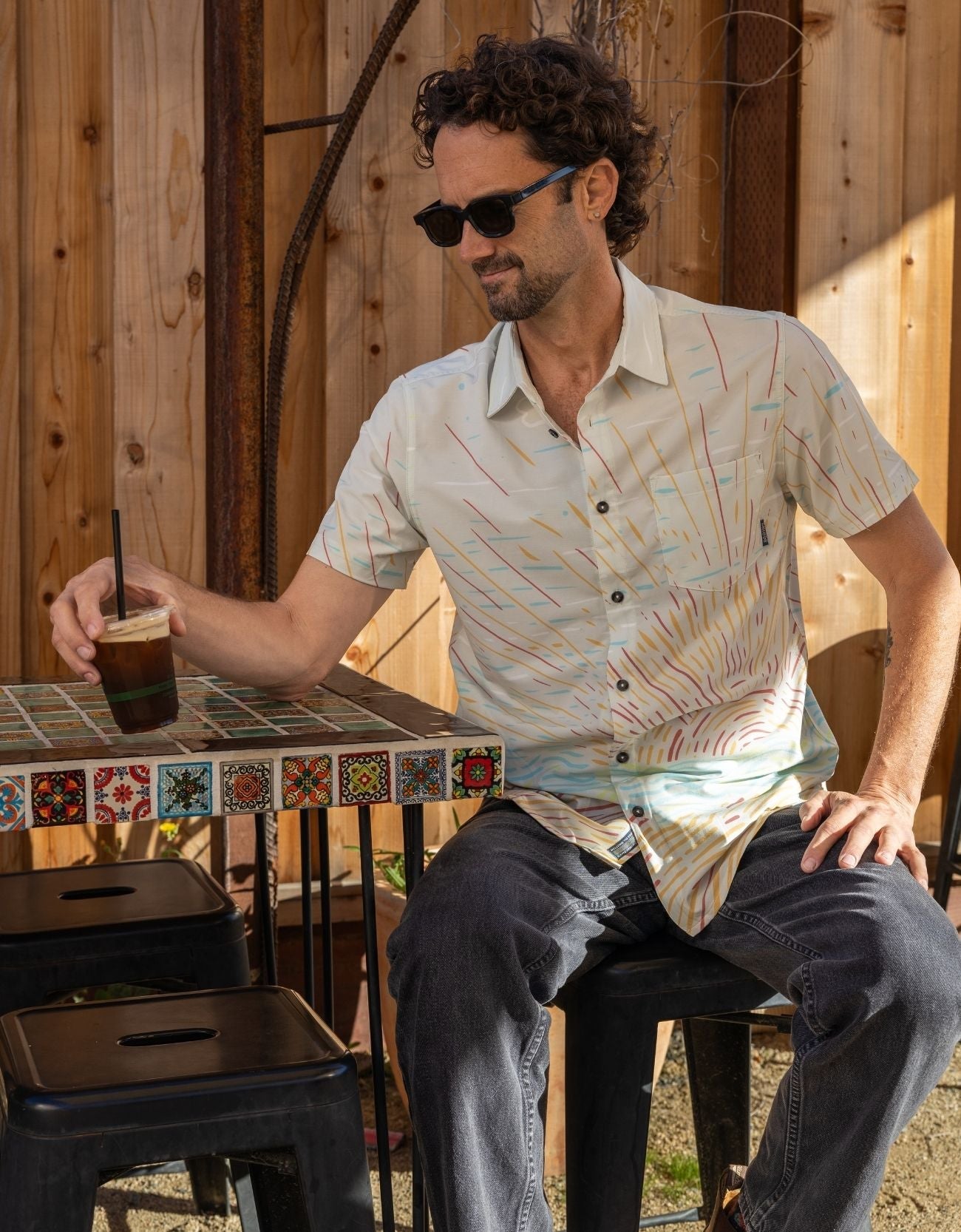 Baja Llama Sunburst Cream - Vagabond Button Up