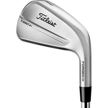 Titleist T250 forged golf iron club head on white background, men's golf gear