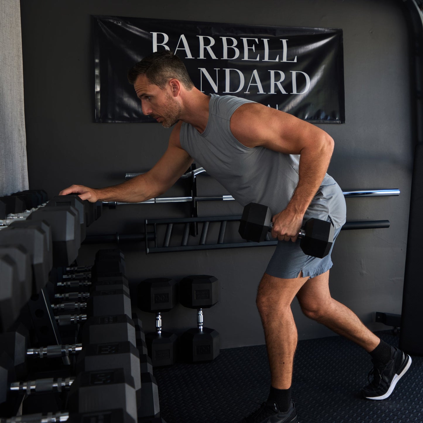 Barbell Standard - Rubber Hex Dumbbell Sets - Mann