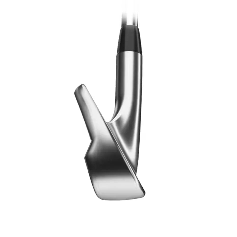 Titleist T150 iron set golf club close-up, silver finish on white background, men's lifestyle