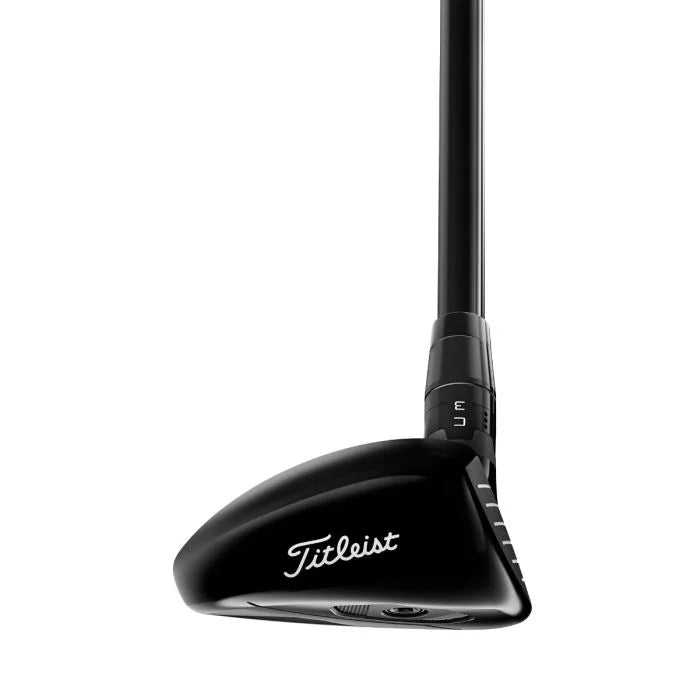 Titleist GT2 hybrid golf club toe view, black finish, modern men's golf accessory