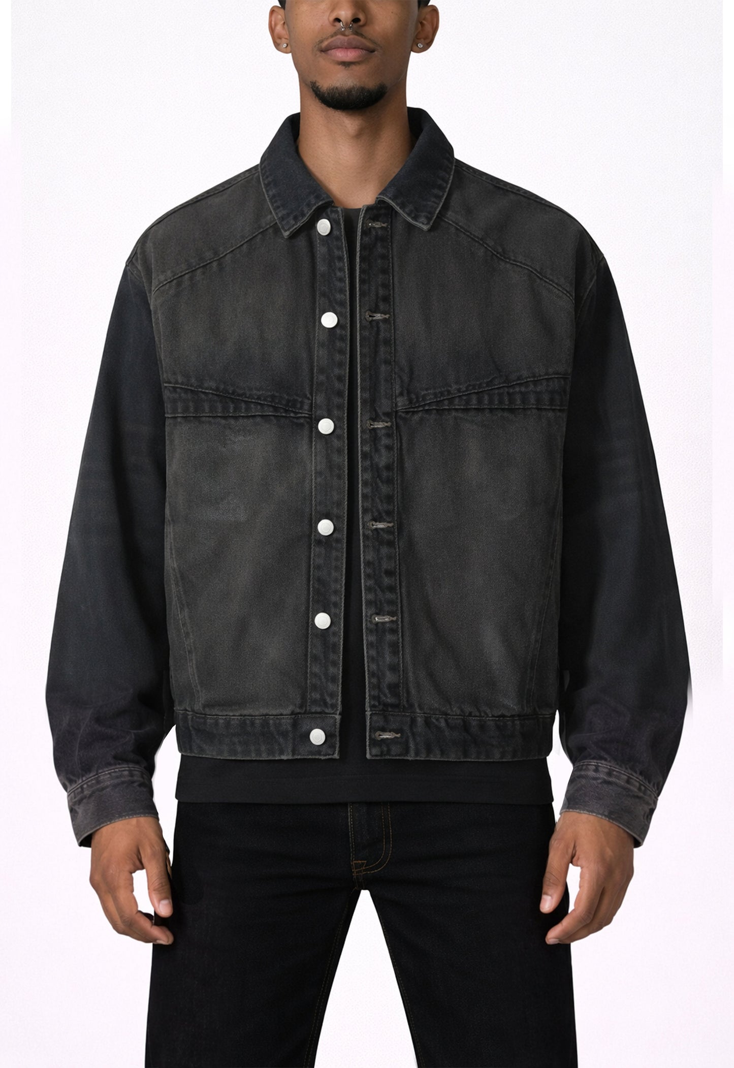 UNDEVELOPED Noir Patchwork Waxed Denim Jacket