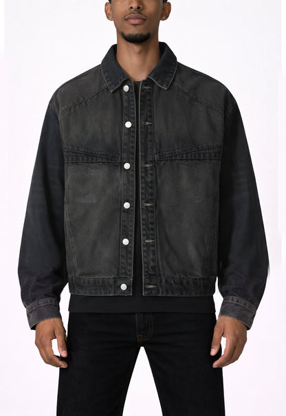 UNDEVELOPED Noir Patchwork Waxed Denim Jacket