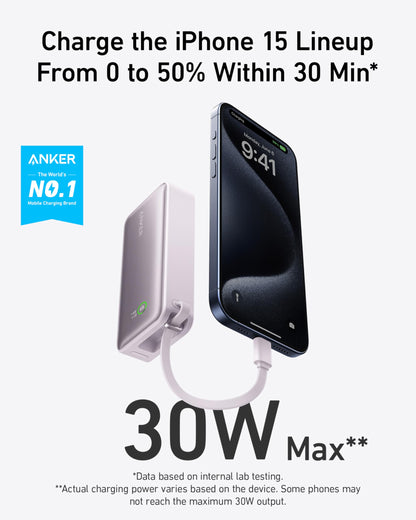 Anker Nano Power Bank (30W, Built-In USB-C Cable) - Mann