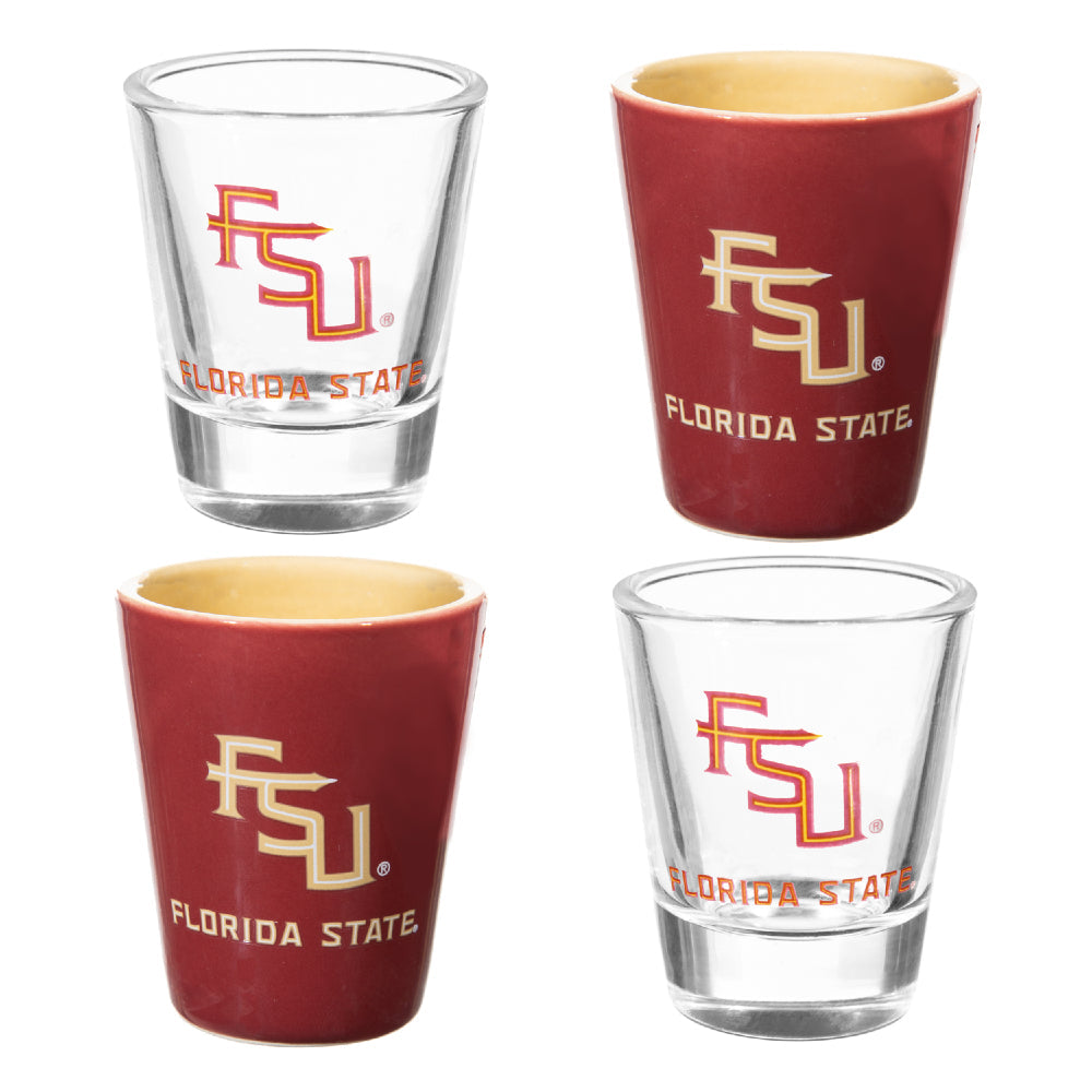 NCAA University Of Florida State - Glass and Ceramic Shot Glass Set - Mann