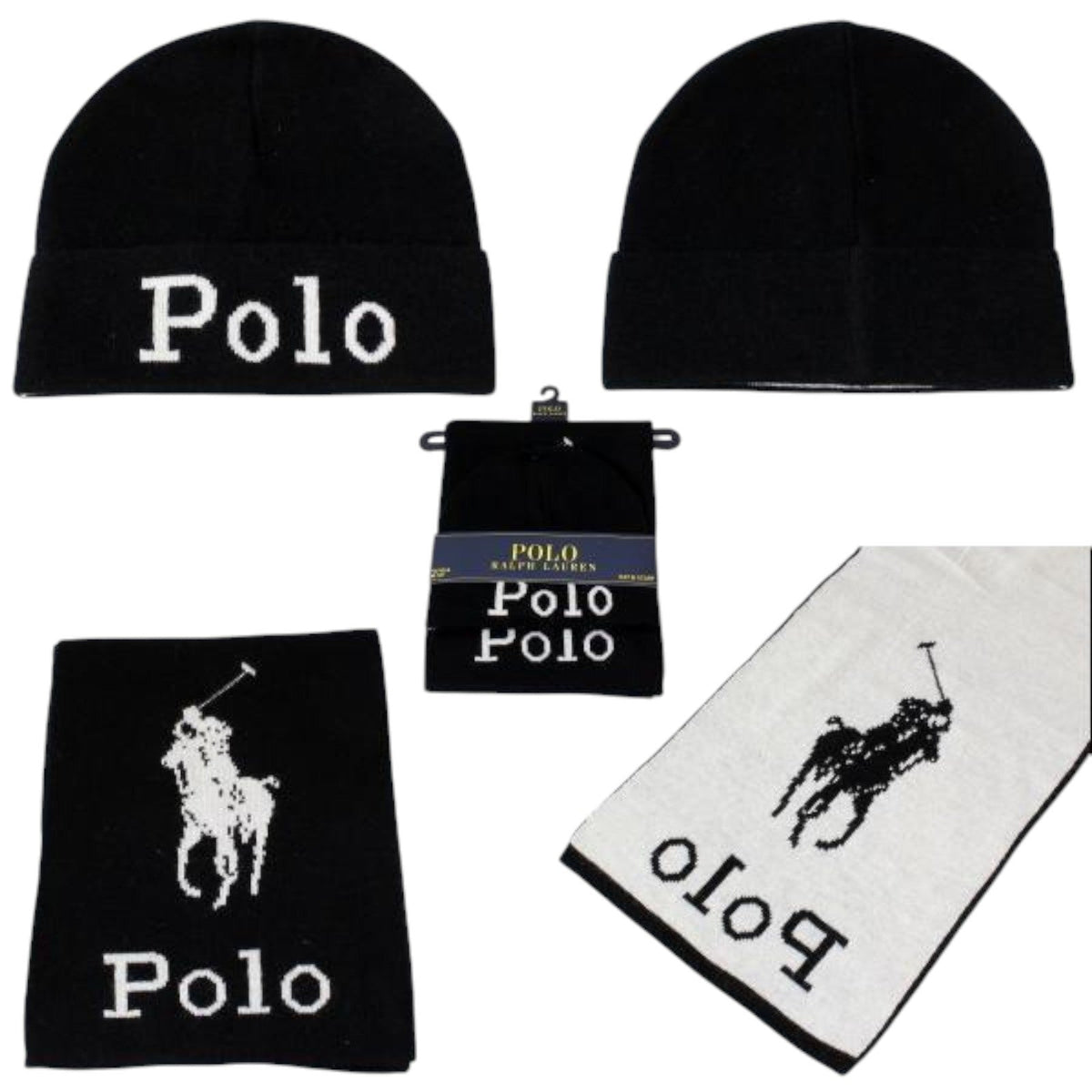 Polo Ralph Lauren Jacquard Stacked Pony Set (Beanie & Scarf)