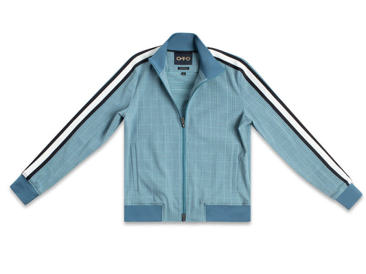 OTD Zip Front Track Jacket With Trim Tape Detail (Teal Multi) - Mann